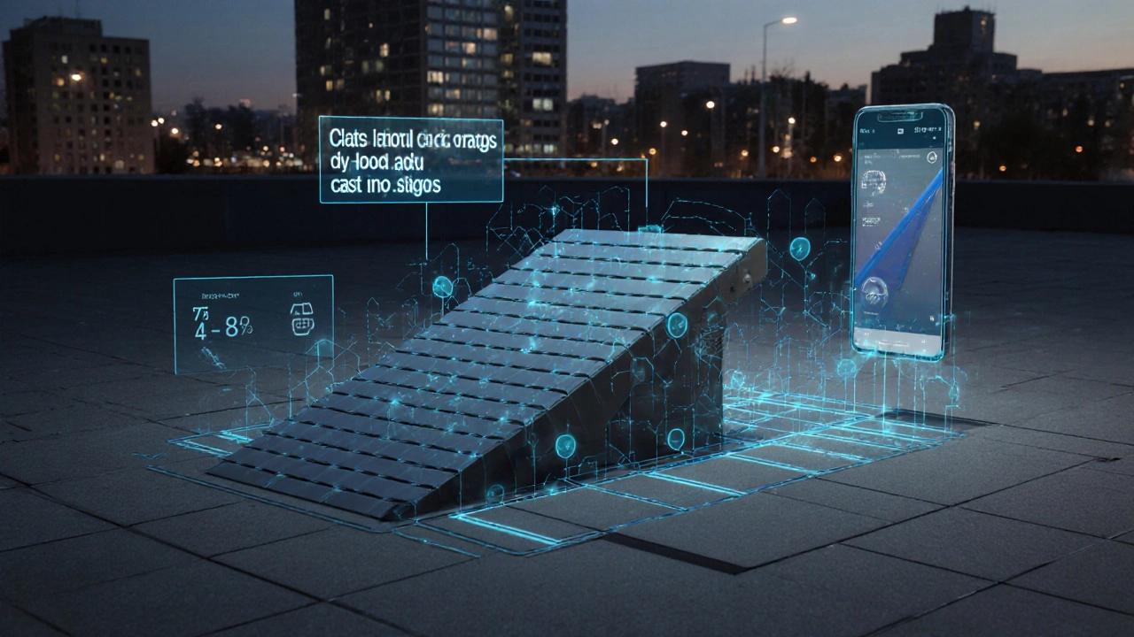 Modulare Rampe aus recyceltem Kunststoff mit anpassbarer Steigung und digitaler Messunterstützung.