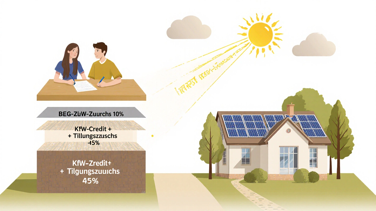 Symbolisches Bild eines Hauses, das durch finanzielle Förderungen gestärkt wird