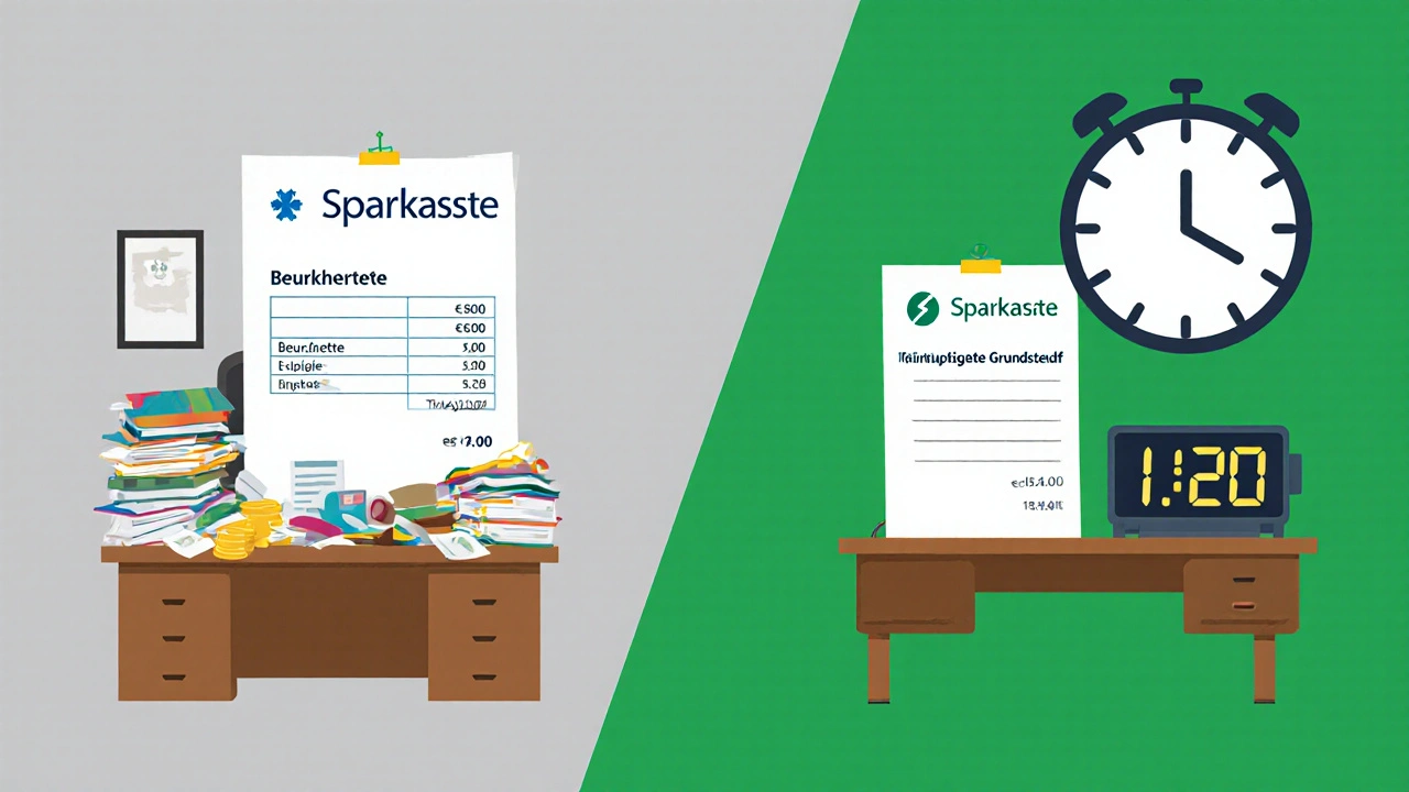 Vergleich der Kosten zwischen beurkundeter und beglaubigter Grundschuld in einem Notarbüro.