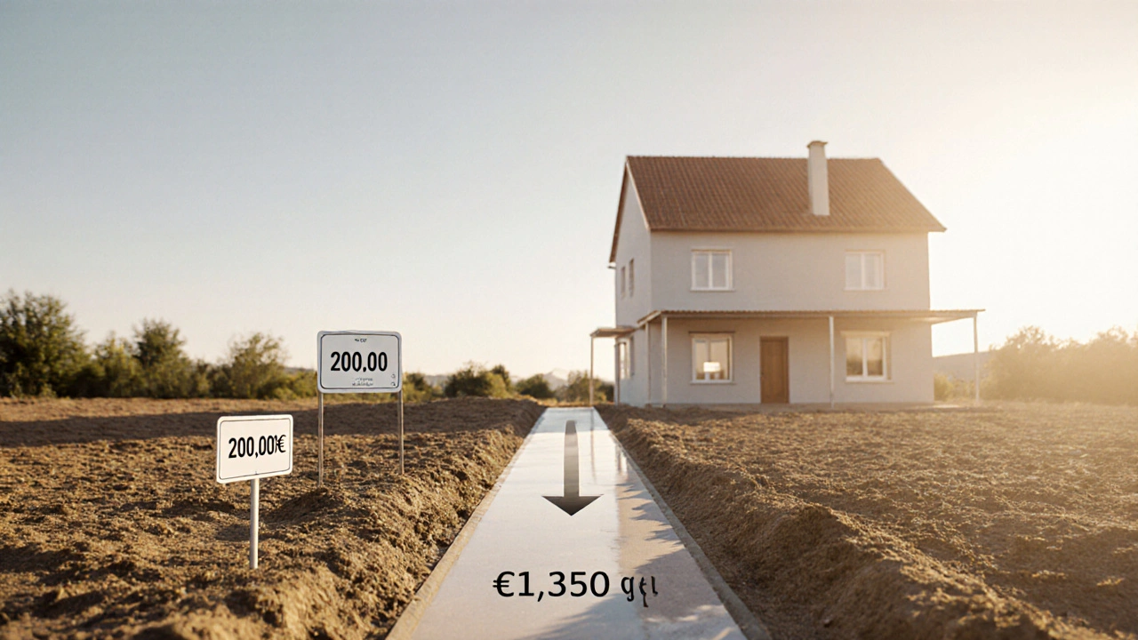 Zweistufiger Immobilienkauf: Grundstück und Haus separat erworben, mit eingesparten Kosten.