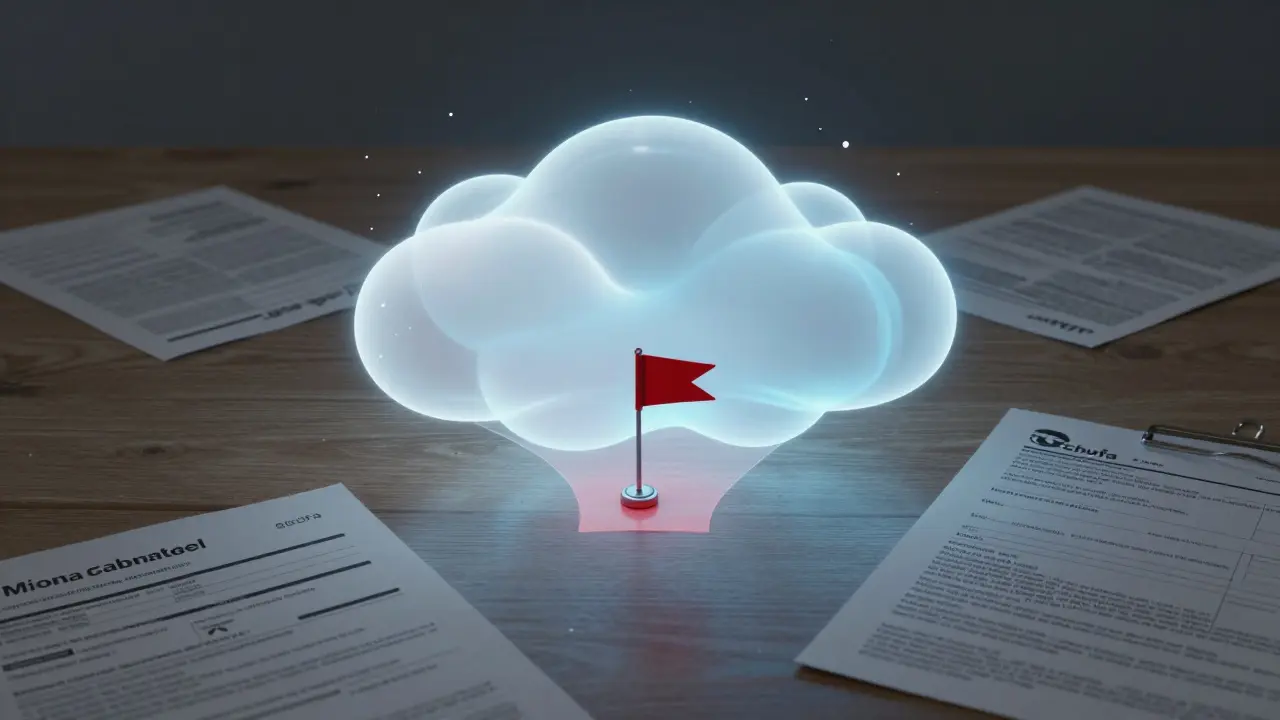 3D-Wahrscheinlichkeitswolke zeigt Immobilienrisiken durch Simulation.