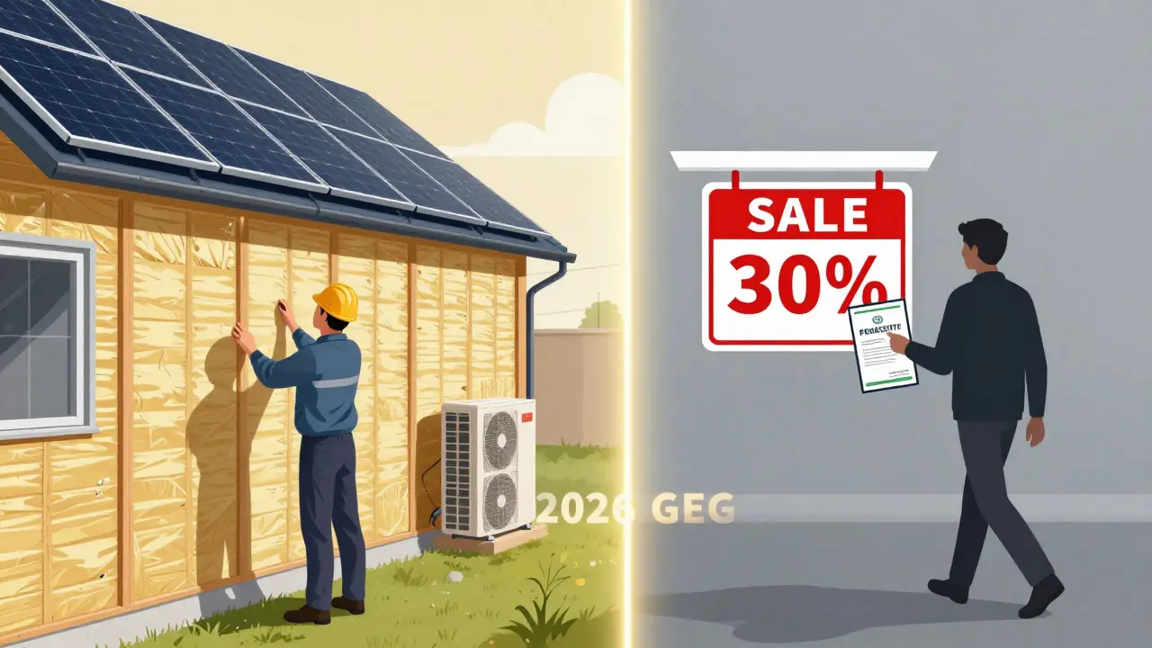 Vergleich: Ein saniertes Haus mit Solaranlage vs. ein unverkauftes Haus mit niedrigem Preis.