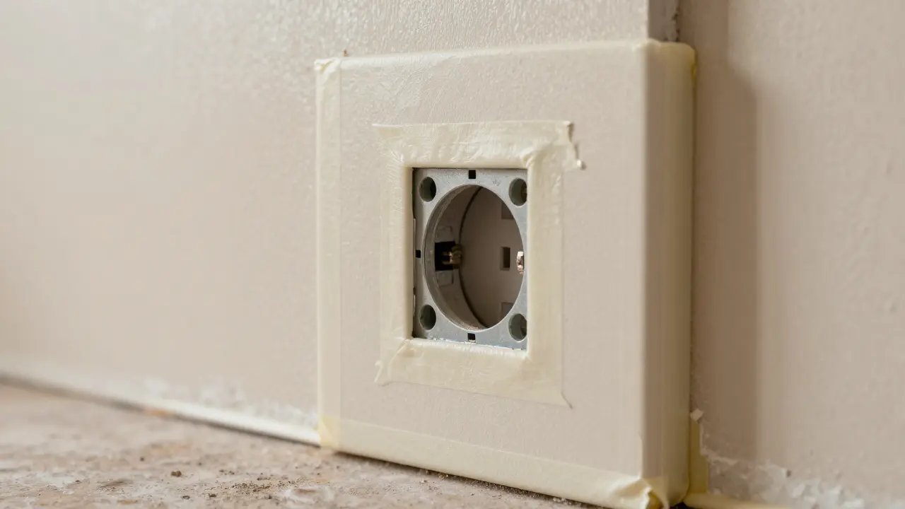 Detailaufnahme einer entkoppelten Steckdose in einer Schallschutzwand