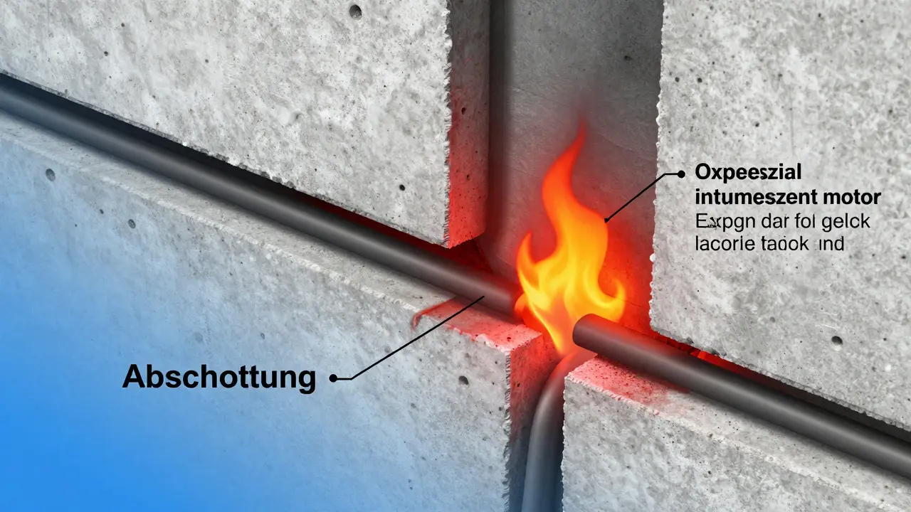 Kabeldurchführung mit korrekter Brandschutzabdichtung