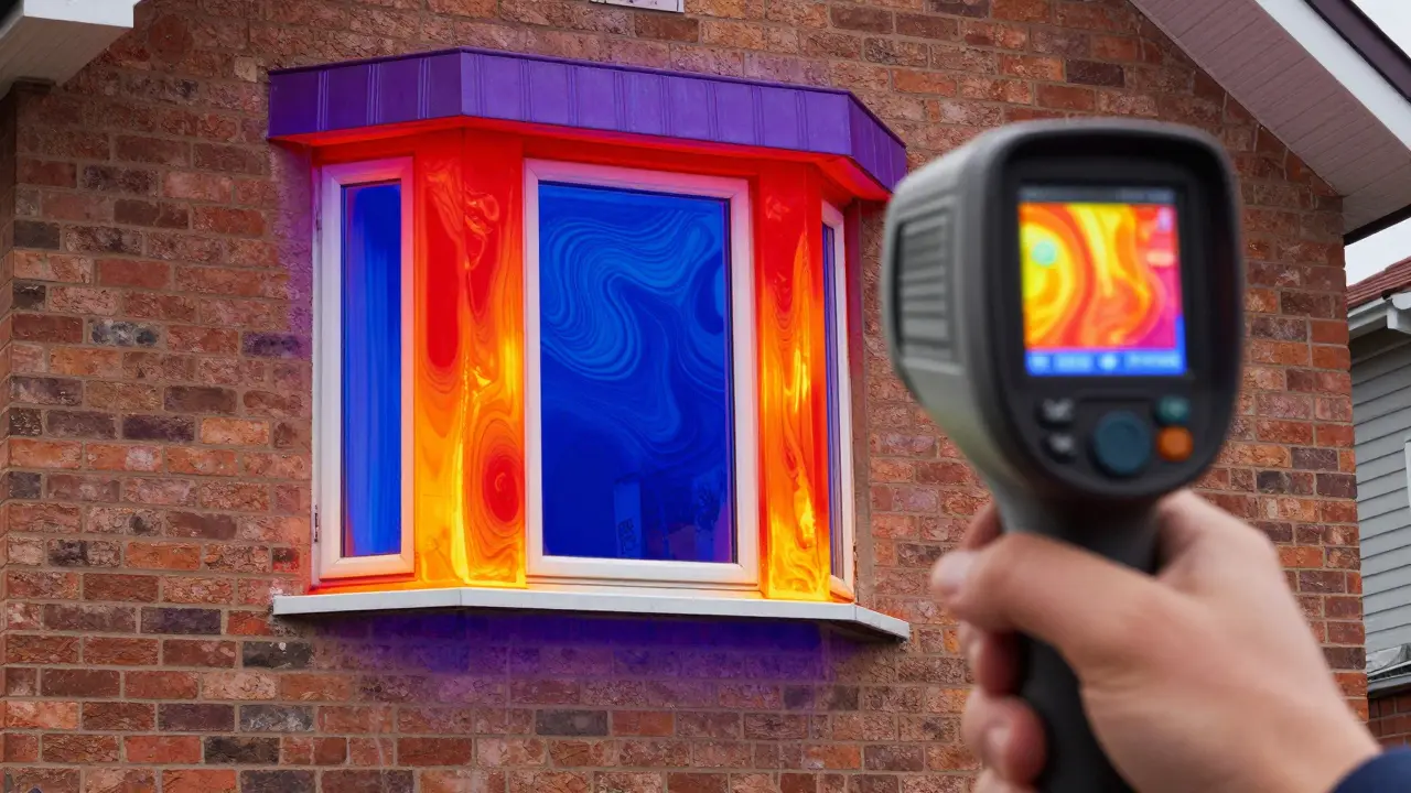 Thermografie-Aufnahme zeigt Wärmeverluste an der Fassade
