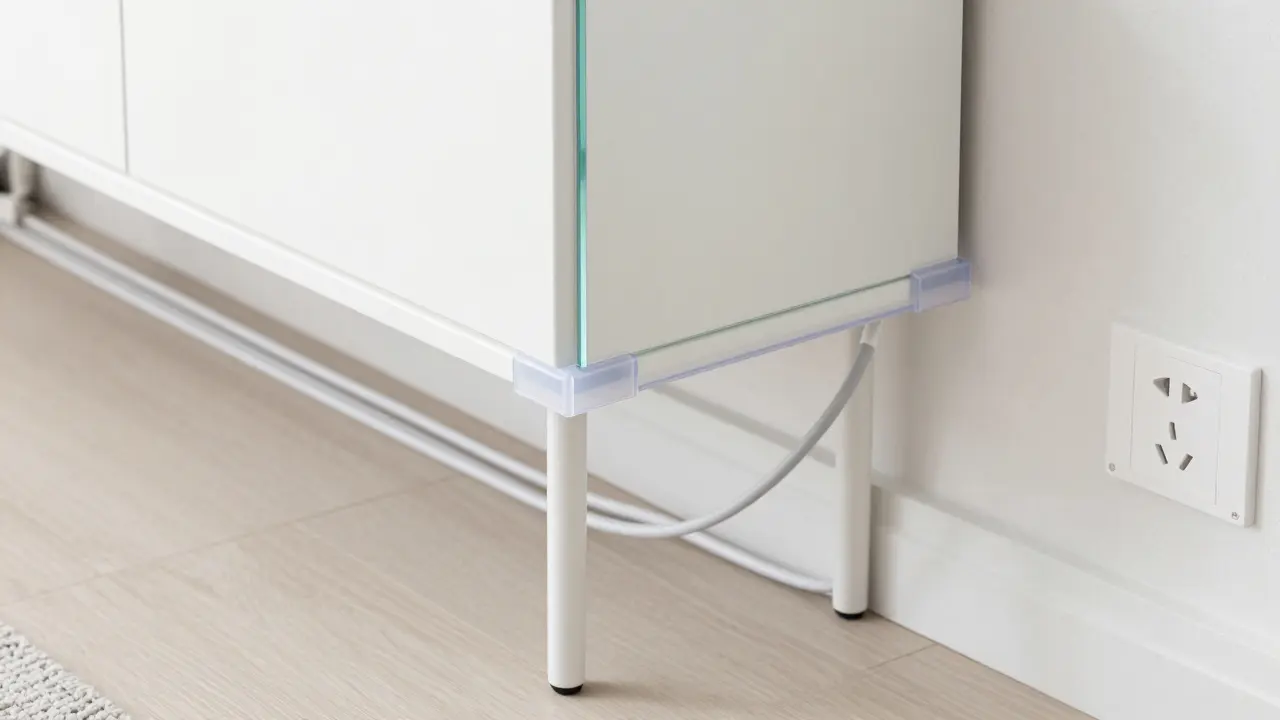 Unsichtbare Kantenbeschützer und versteckte Kabel im modernen Wohnzimmer