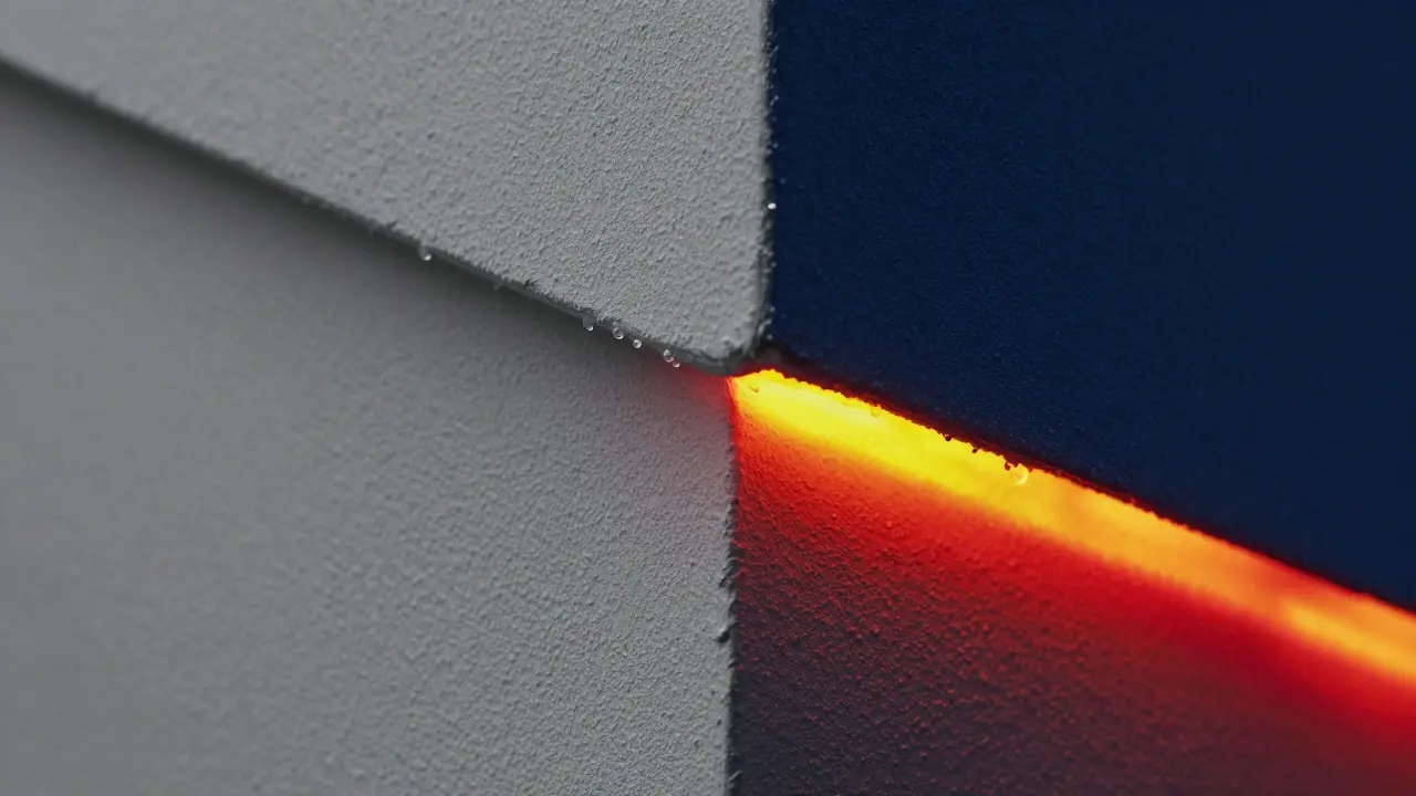 Detailansicht einer Wärmebrücke an der Wandecke mit Thermografie