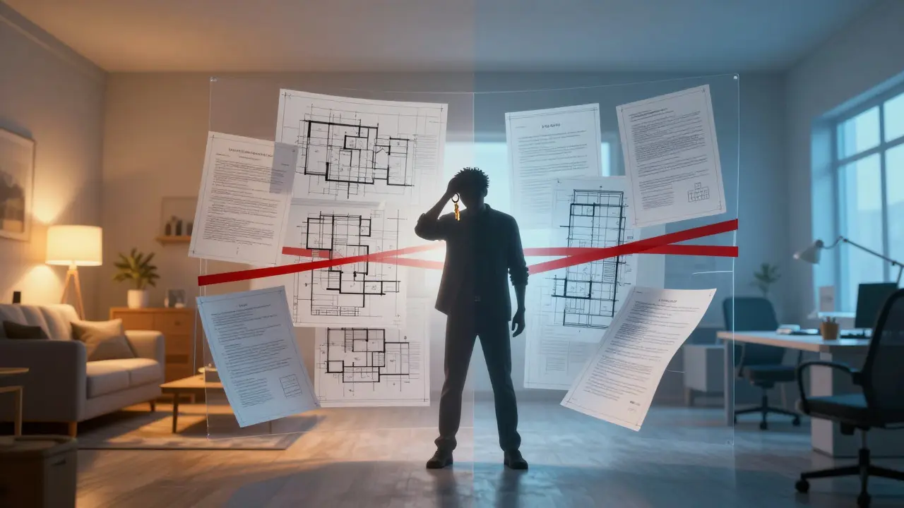 Konzeptkunst: Rechtliche Hürden bei der Nutzungsumwandlung visualisiert
