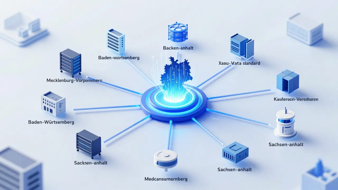 Network visualization of XBau standard connecting German states
