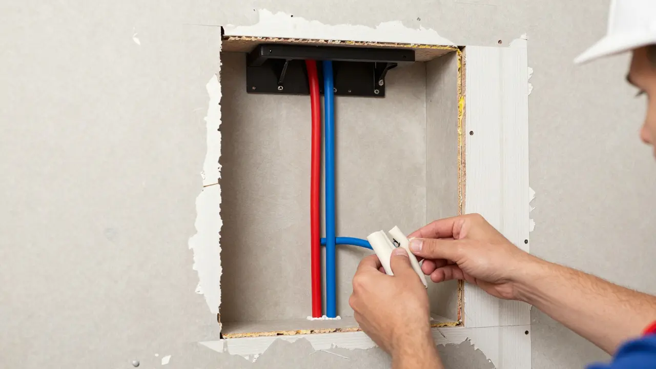 Schnittansicht einer Wand mit versteckten Kabelkanälen