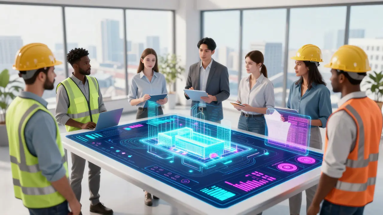 Team diskutiert holografische BIM-Daten und KI-Analysen