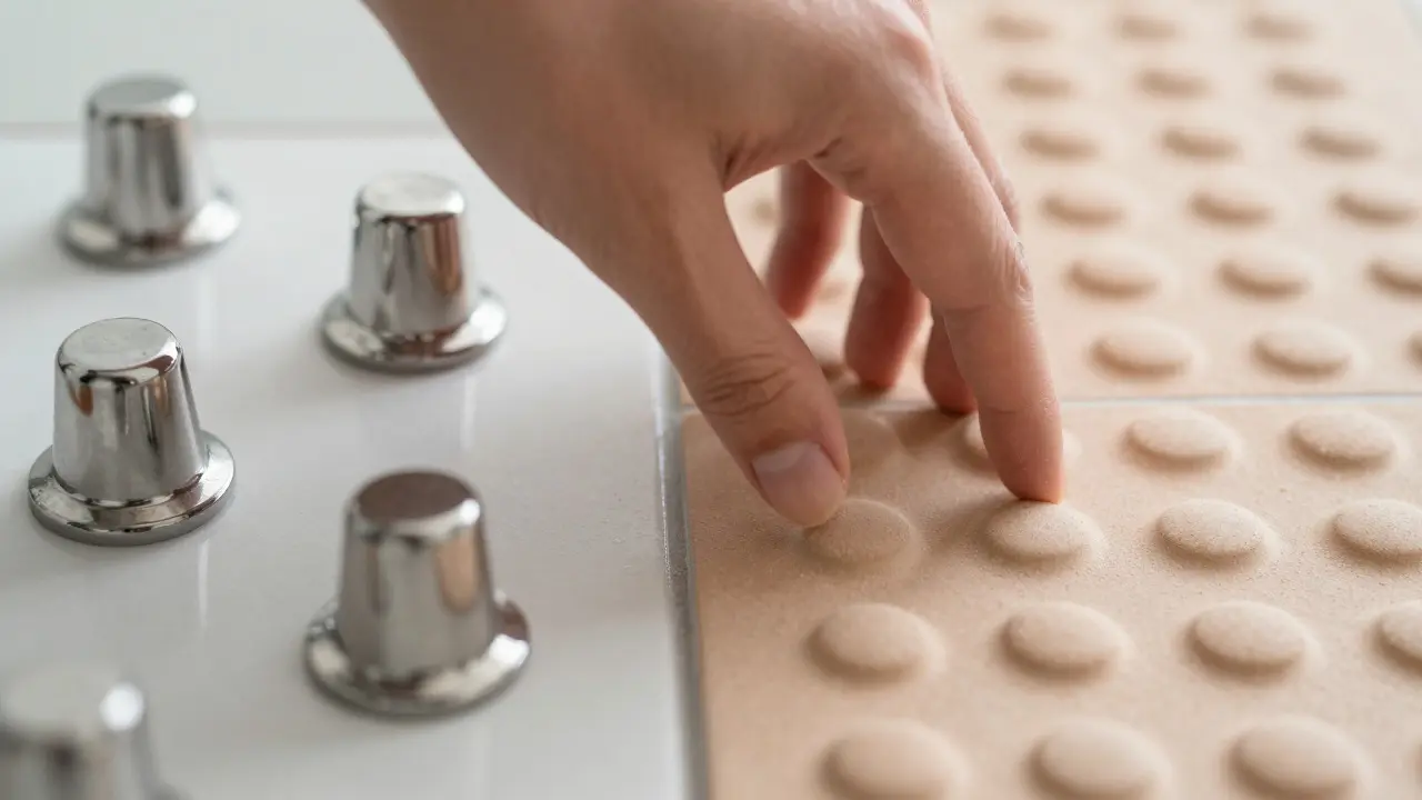 Vergleich der Materialien Edelstahl und Keramik für taktile Bodenhilfen