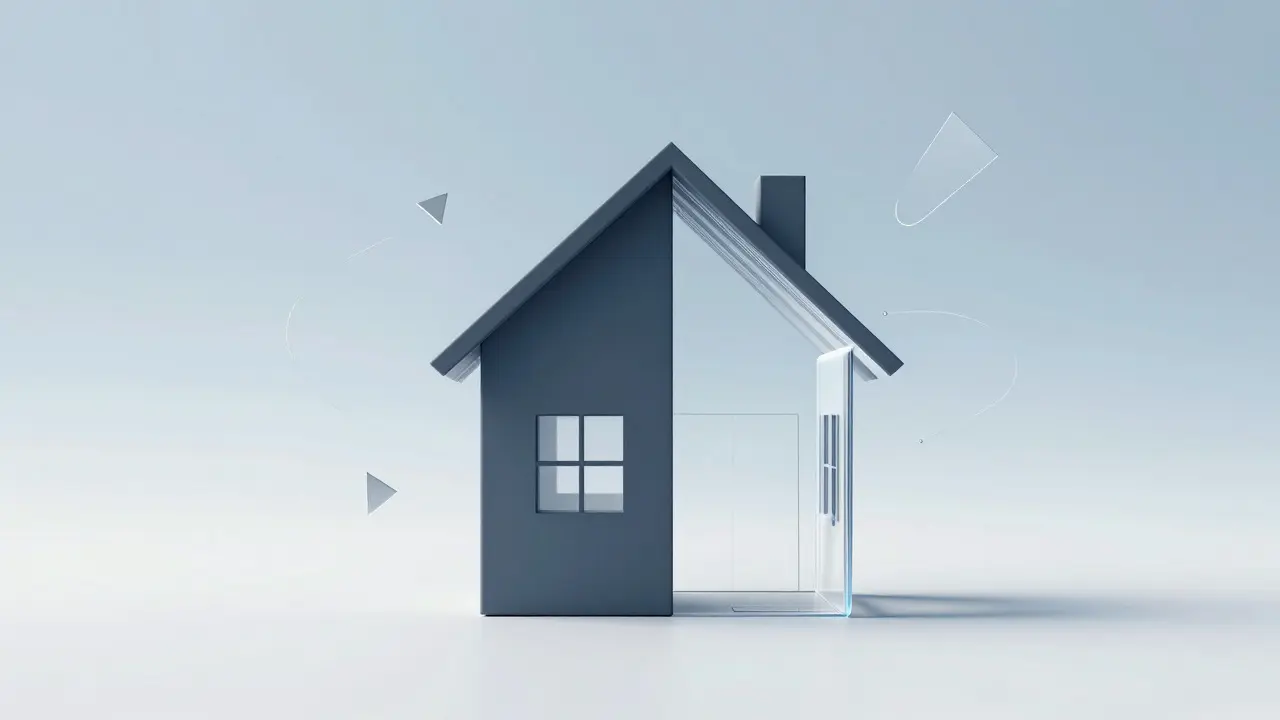 Conceptual illustration of a house split to show different property rights
