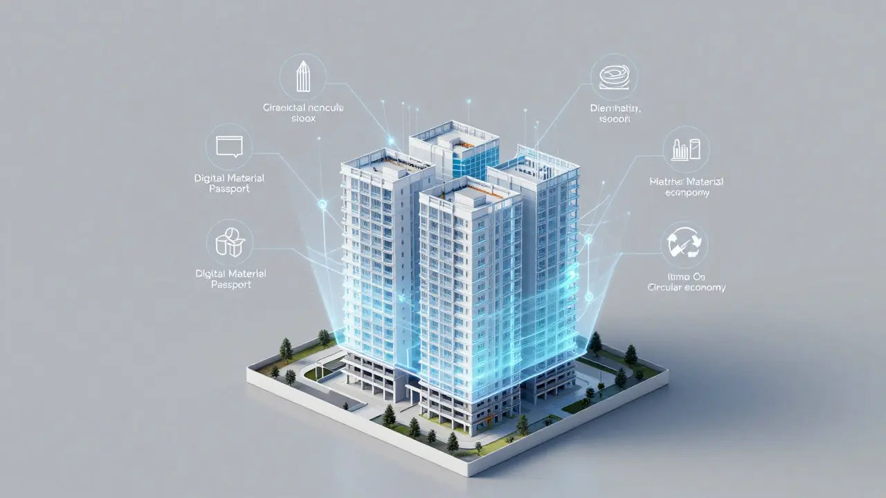 Digitale Darstellung eines Materialpasses für nachhaltiges Bauen