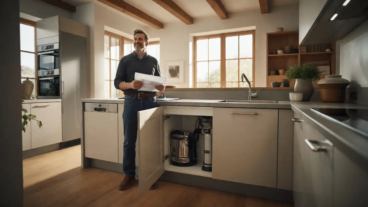 Moderne Küche mit perfekt integrierten Wasseranschlüssen für Geräte