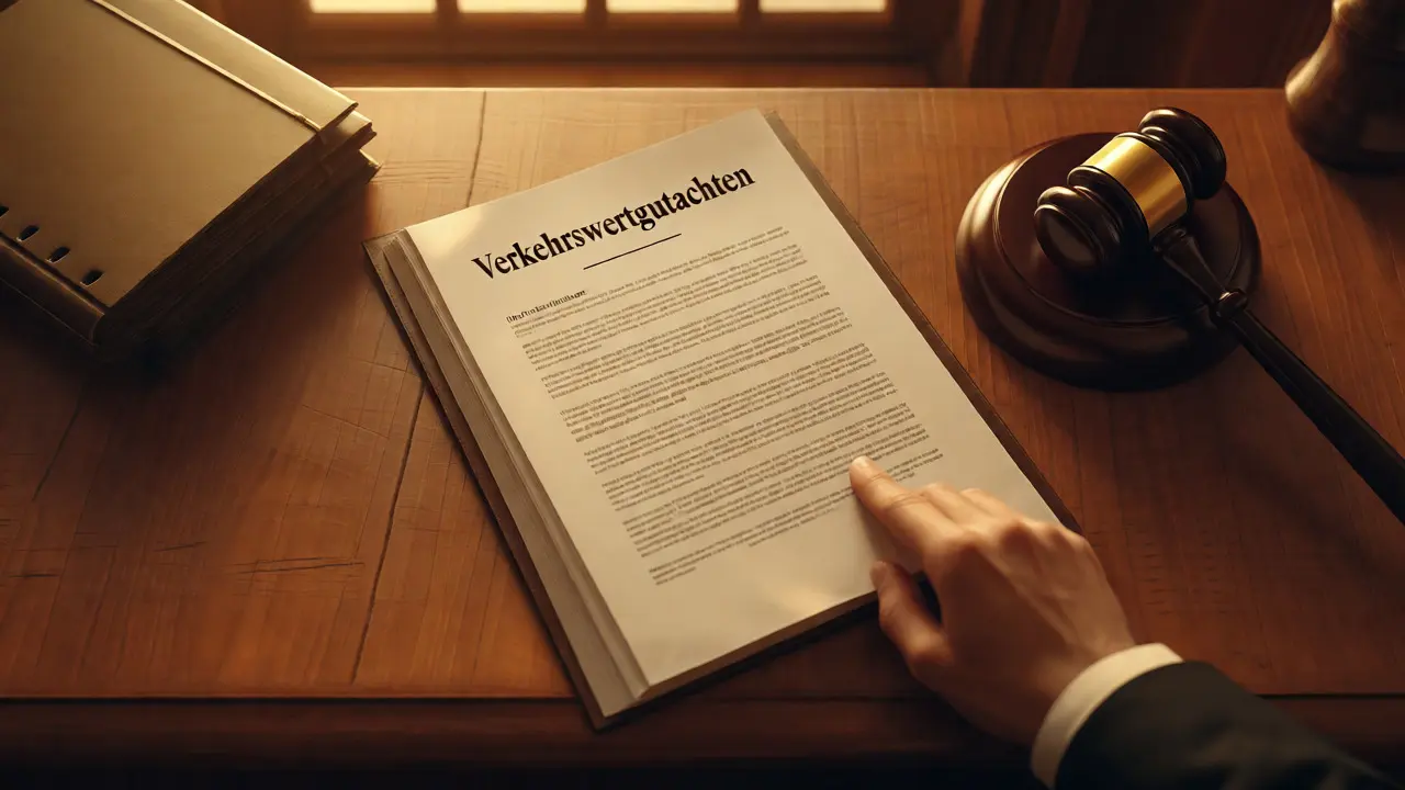 Rechtssicheres Immobilien-Gutachten auf einem Schreibtisch