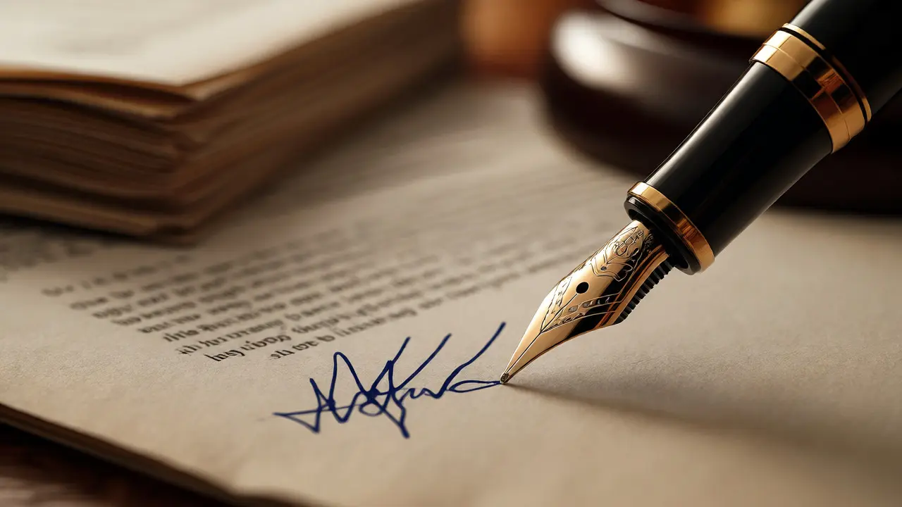 Unterschrift unter Immobilienkaufvertrag
